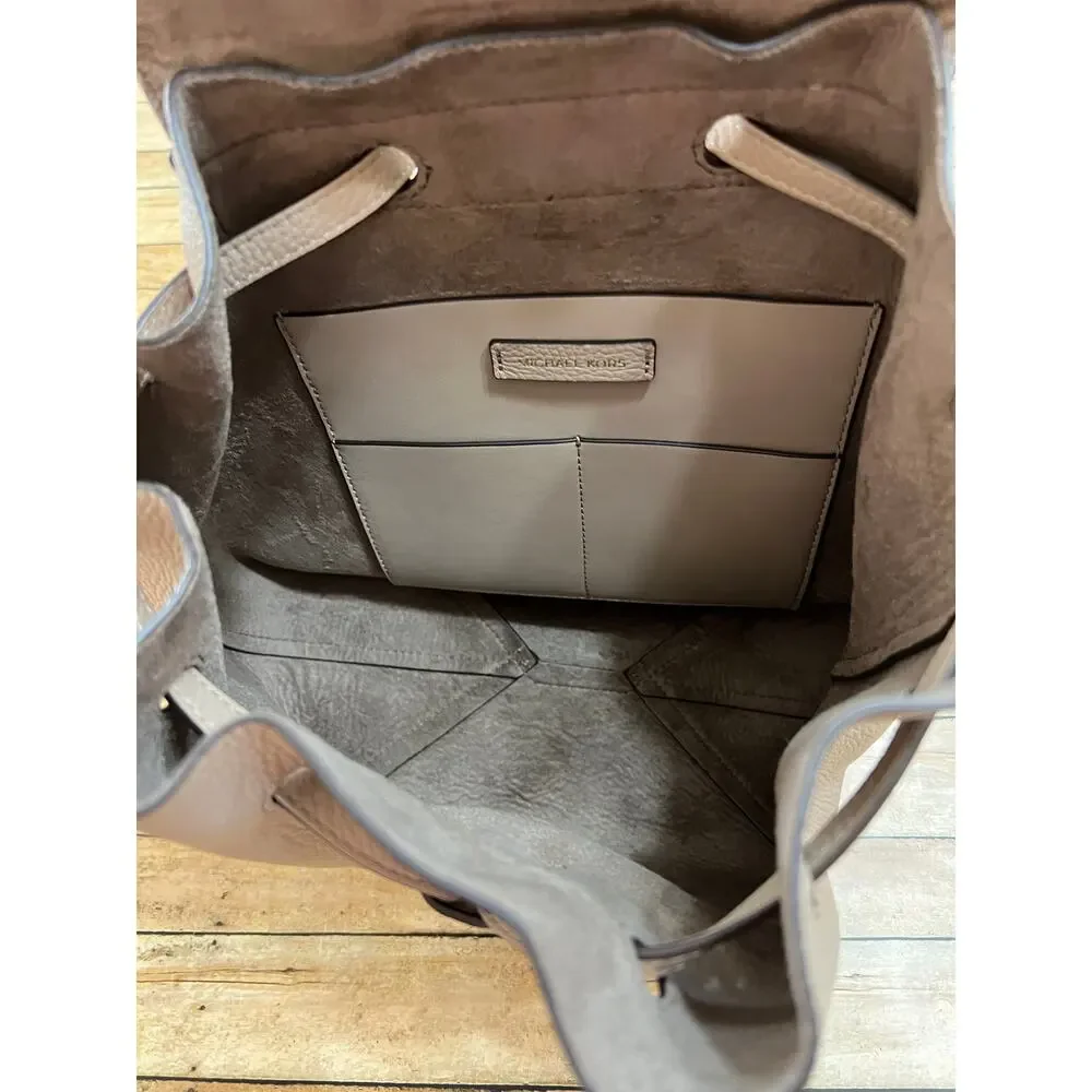 Michael Kors Junie Medium Pebbled Leather Backpack Truffle 30T8TX5B2L NWT